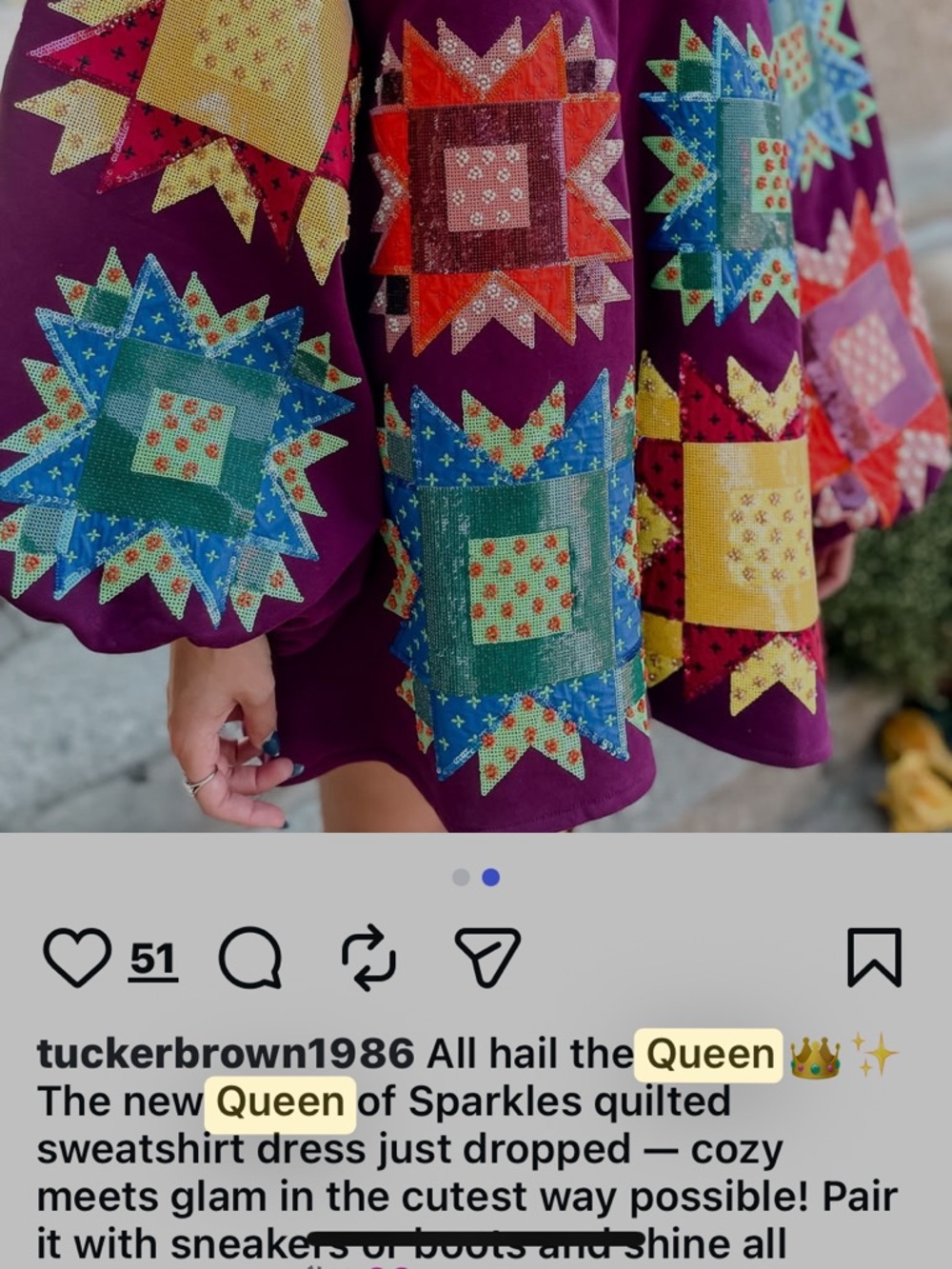 Queen of Sparkles sweatshirt dress xl